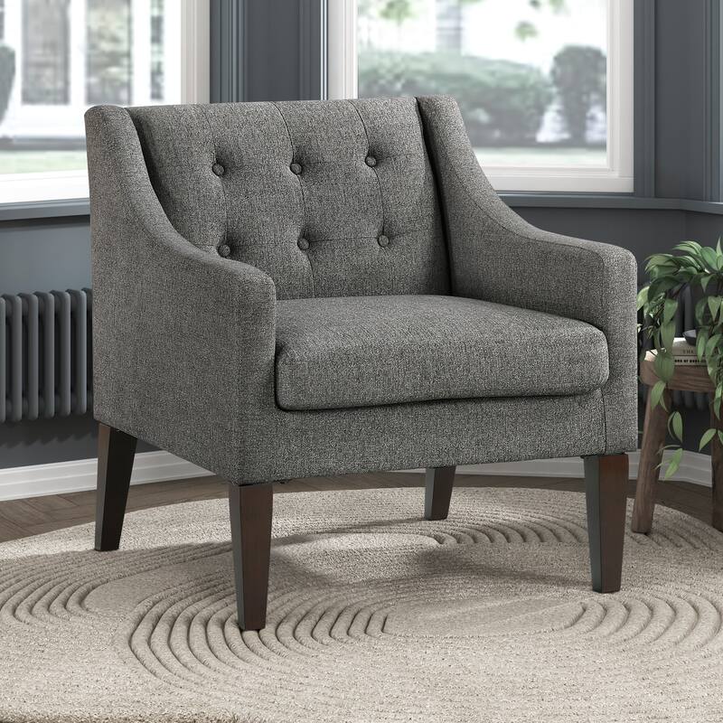 Laertes 26" Textured Fabric Accent Chair - Button-Tufted Chair Back