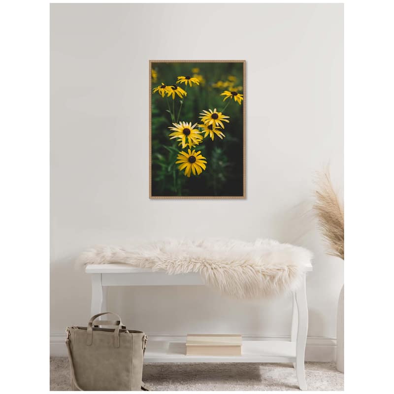 Kate and Laurel Sylvie Yellow Daisy Floral Blooms Framed Canvas by Patricia Hasz of Patricia Rae Photography