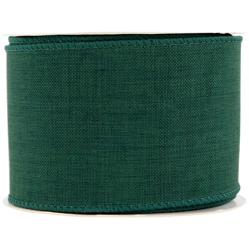 Solid Green Wired Edge Craft Christmas Ribbon 2.5 x 10 Yards - 2.5"