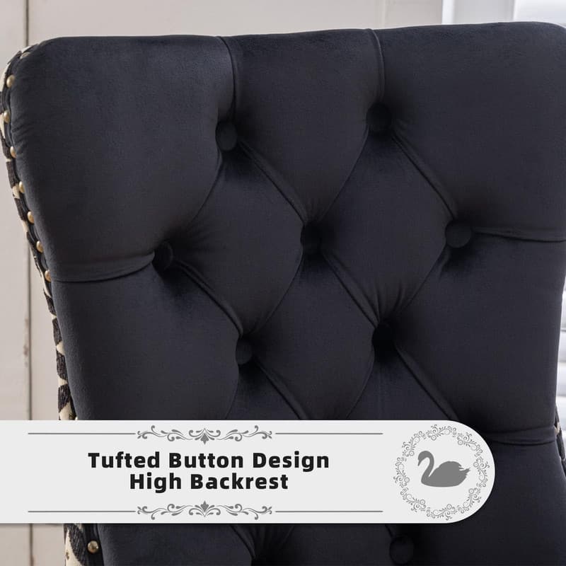 Tufted Naliheads Solid Wood Upholstered Dining Chairs (Set of 8)