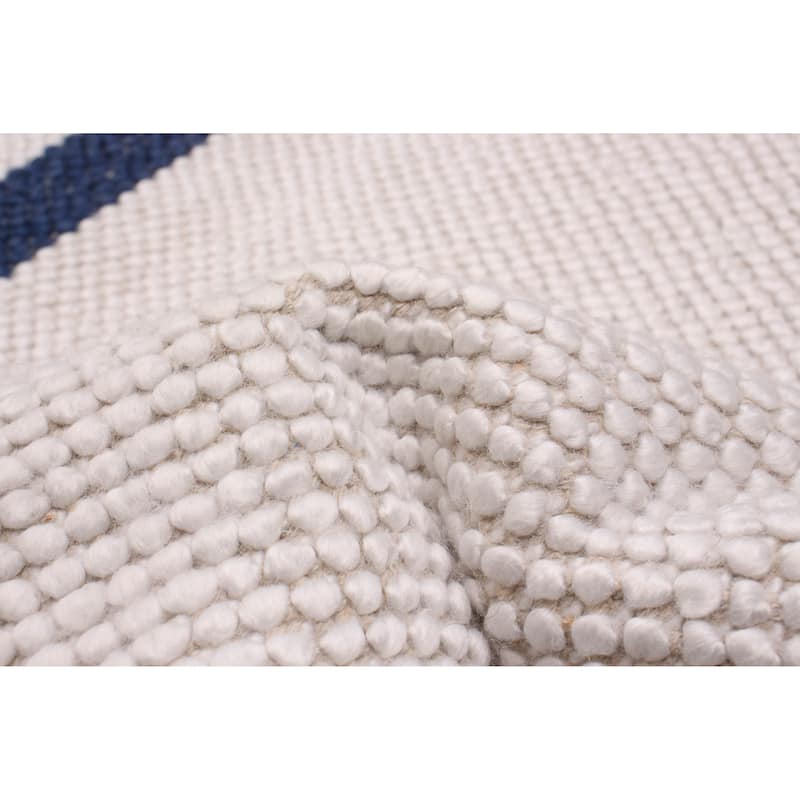 ECARPETGALLERY Braid weave Sienna Cream, Navy Wool Rug - 4'0 x 5'10