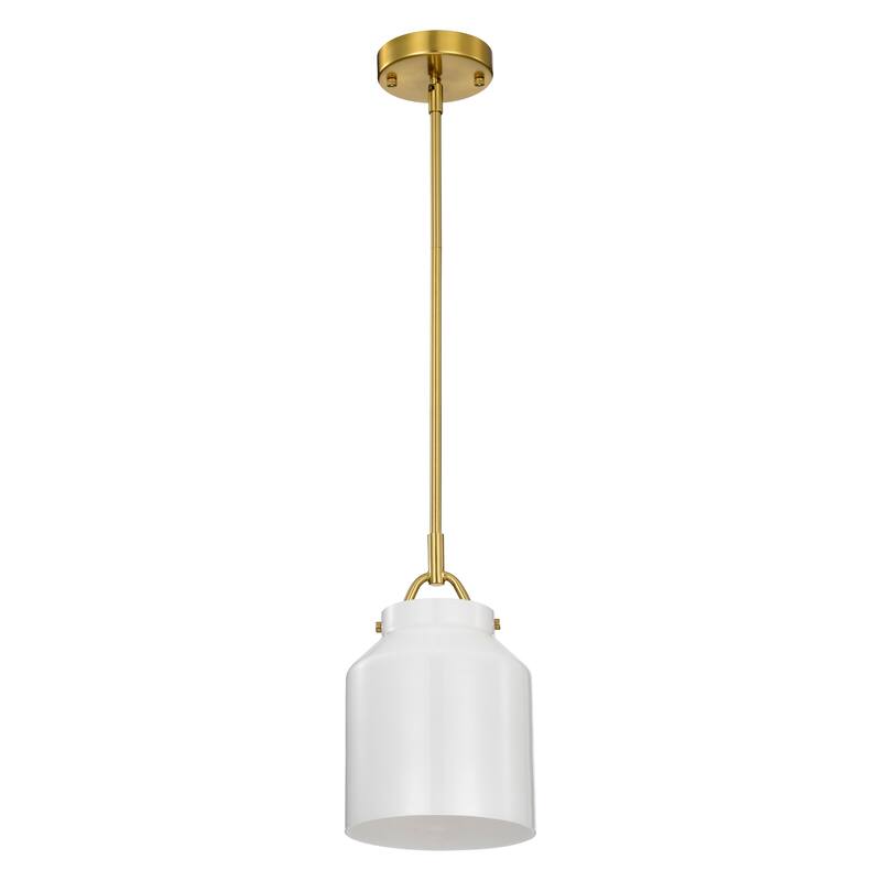 Magno Brass Pendant Light with Frosted Glass Lantern Shade - Brass-Frosted
