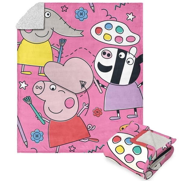 slide 2 of 54, Hasbro Peppa Pig Silk Touch Sherpa Throw Blanket 50" x 60" - Art Class