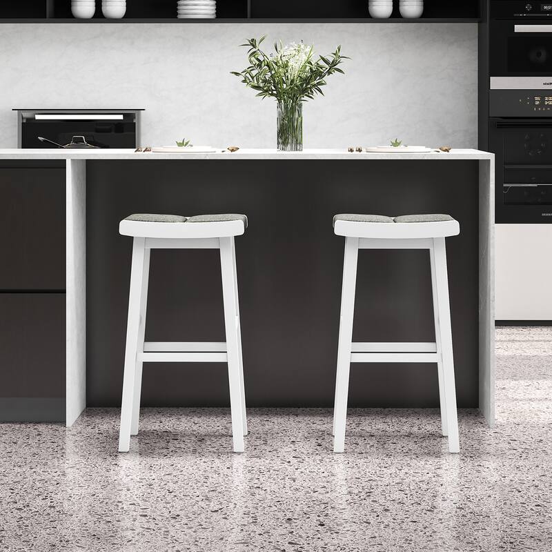 Costway Set of 2 Saddle Bar Stools Counter Height Backless Kitchen