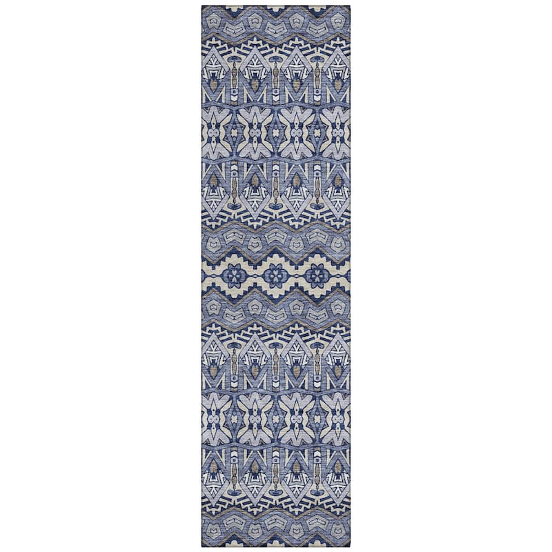 Machine Washable Indoor/ Outdoor Chantille Mosaic Global Rug