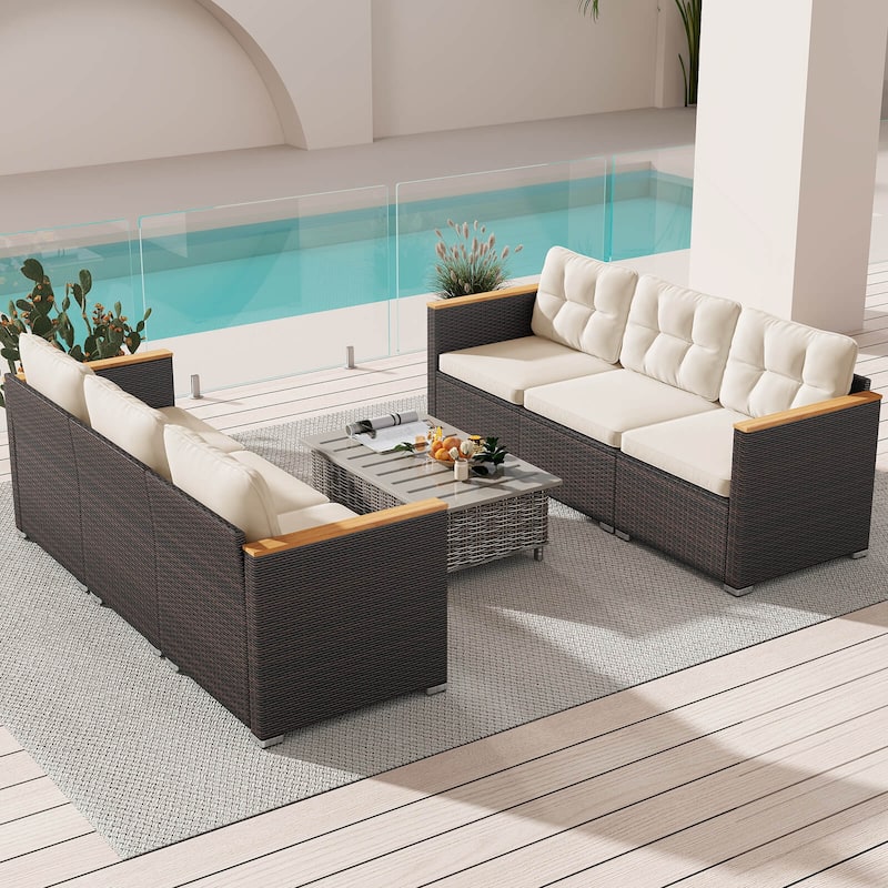 Costway 3-Seat Patio Couch Sofa PE Rattan Wicker Outdoor Loveseat - See Details