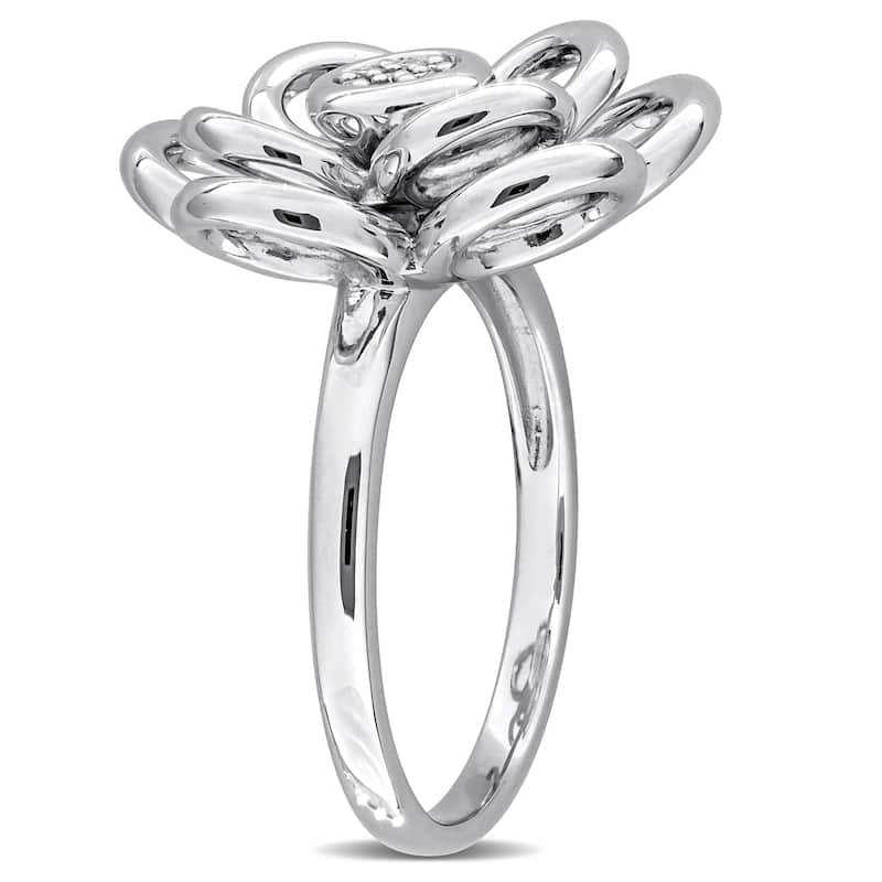 Miadora Diamond Accent Flower Ring in Sterling Silver