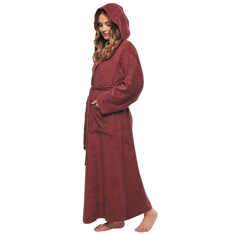 Women's Angel Stlyle Robe Ankle Long Hooded Turkish Cotton Bathrobe