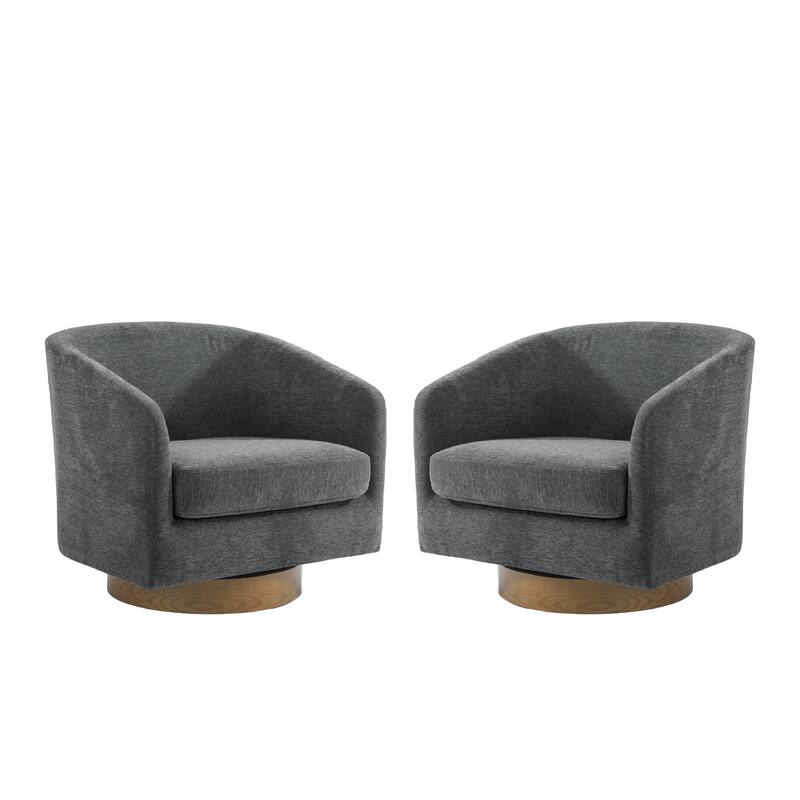 Faux Leather Wide Seat Swivel Barrel Chair