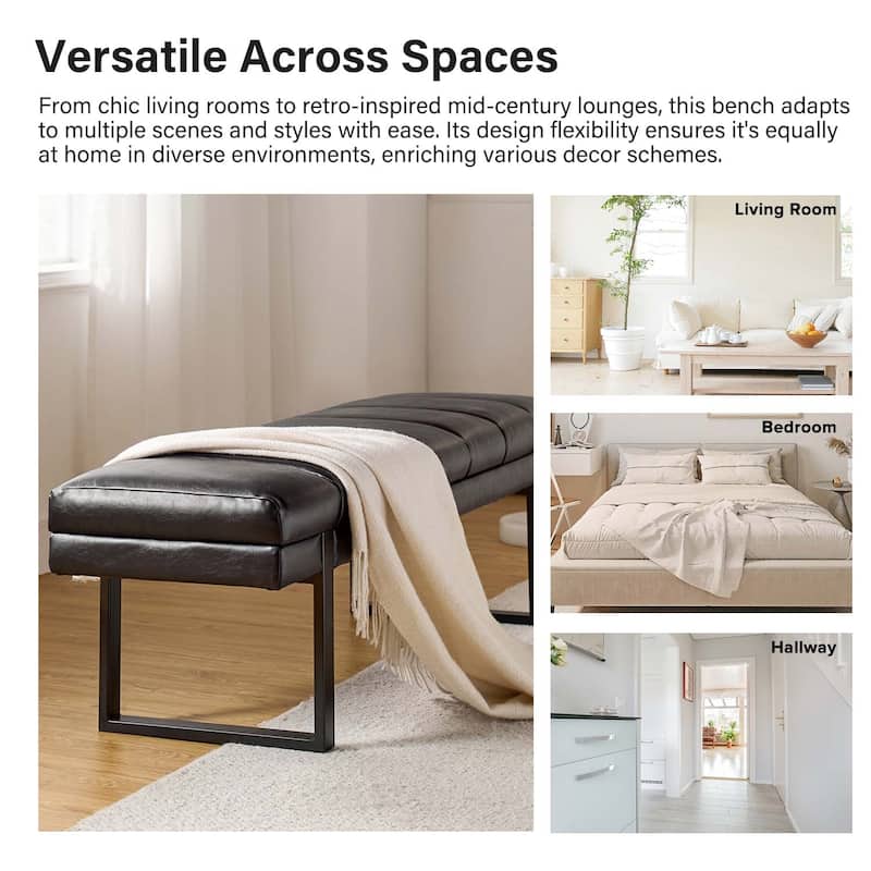 Laurens Modern 52.5'' Channel Tufted Bench with Mental Legs by HULALA HOME