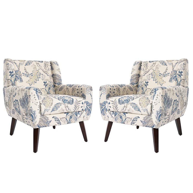 Set of 2 Modern Accent Chair Cotton Linen Upholstered Armchair for Living Room