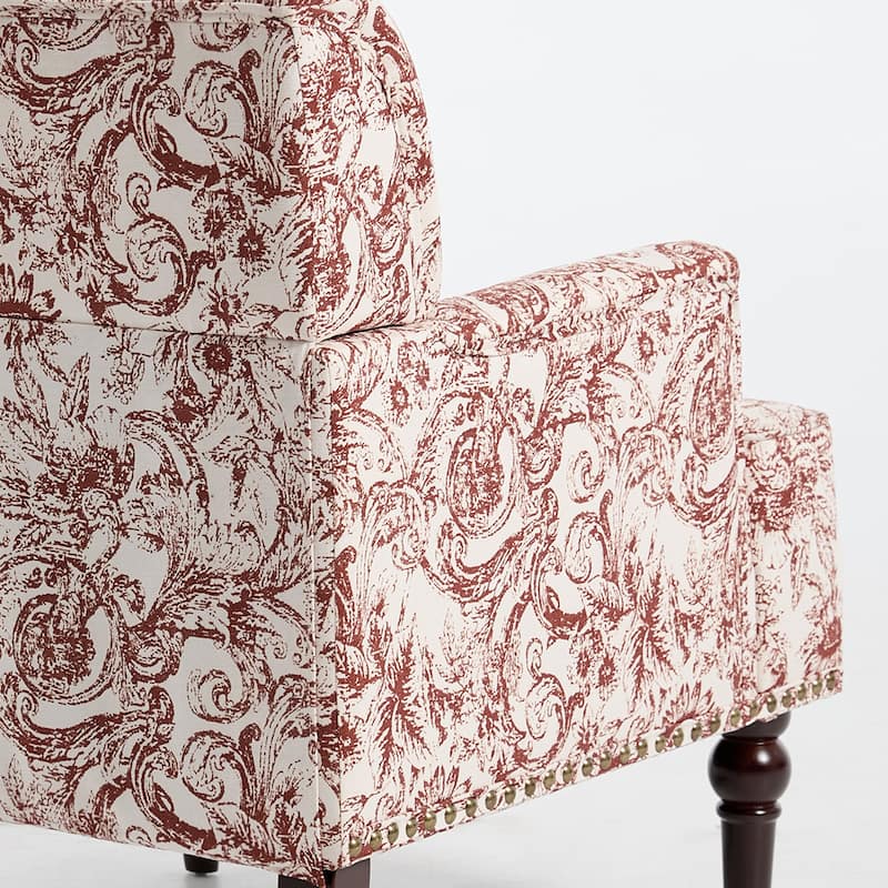 2 Set Upholstered Accent Chairs Nailhead Trim Armchairs