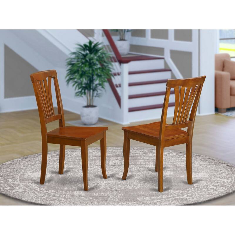 East West Furniture Avon Dining Chairs - Dining Room Chairs with Slatted Back, Set of 2, Saddle Brown(Seat Type Options)