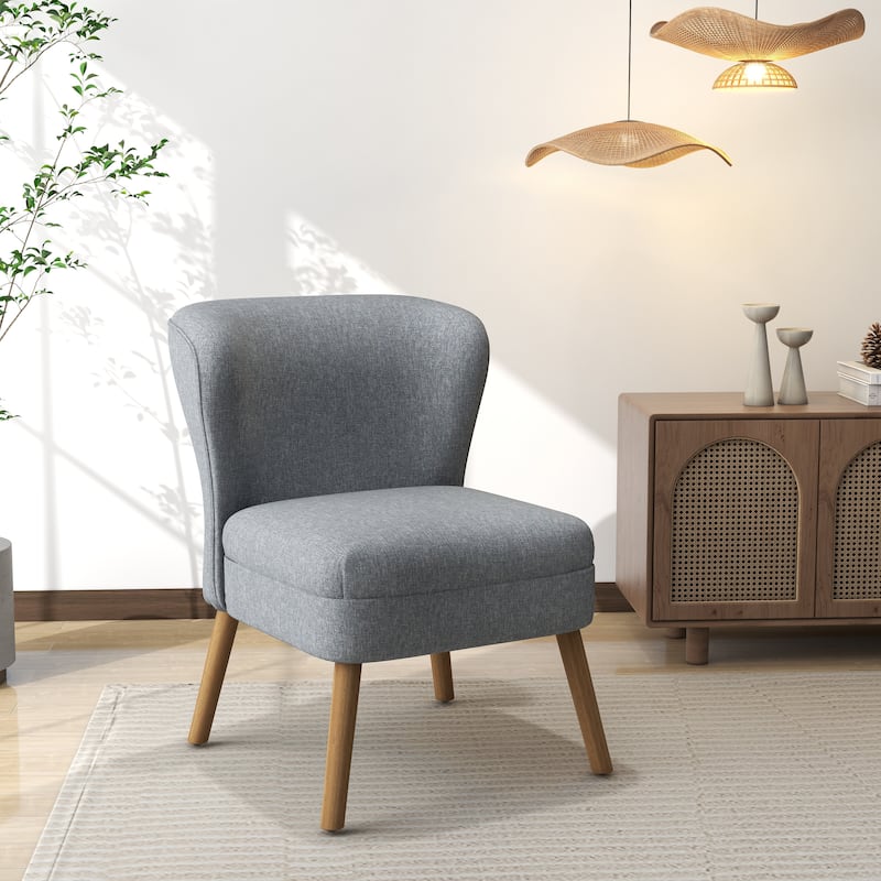Linen Armless Accent Chair Slipper Chair