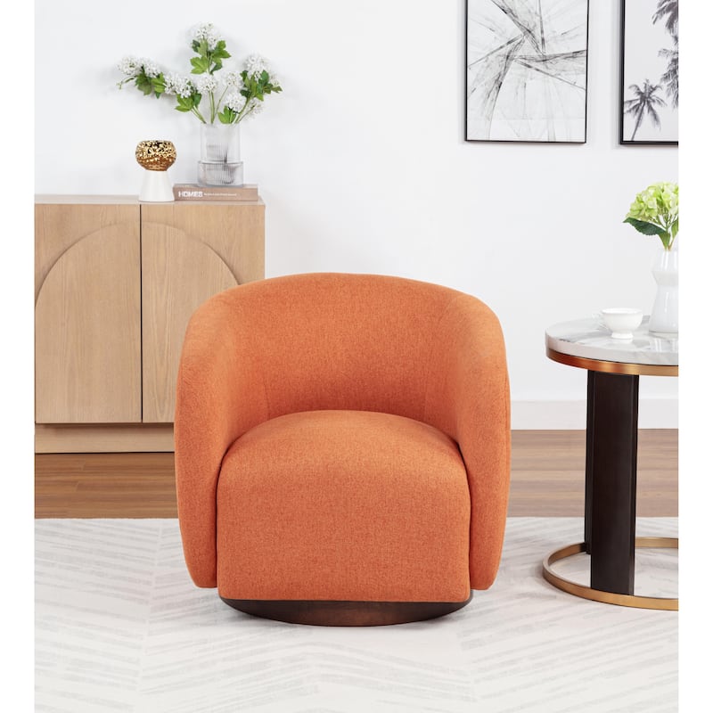 SEYNAR Modern Glam Boucle Fabric Round 360 Degree Swivel Barrel Chair