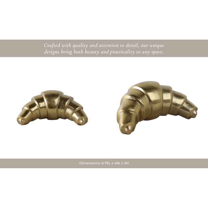 Metal Aluminum Croissant Decorative Object Modern Accent - 3" Gold - 6.75" x 4" x 3"