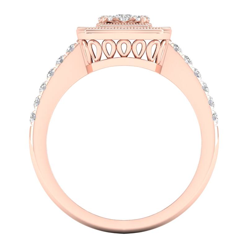 1/2ct TDW Diamond Cluster Halo Engagement Ring in 10k Gold for Women