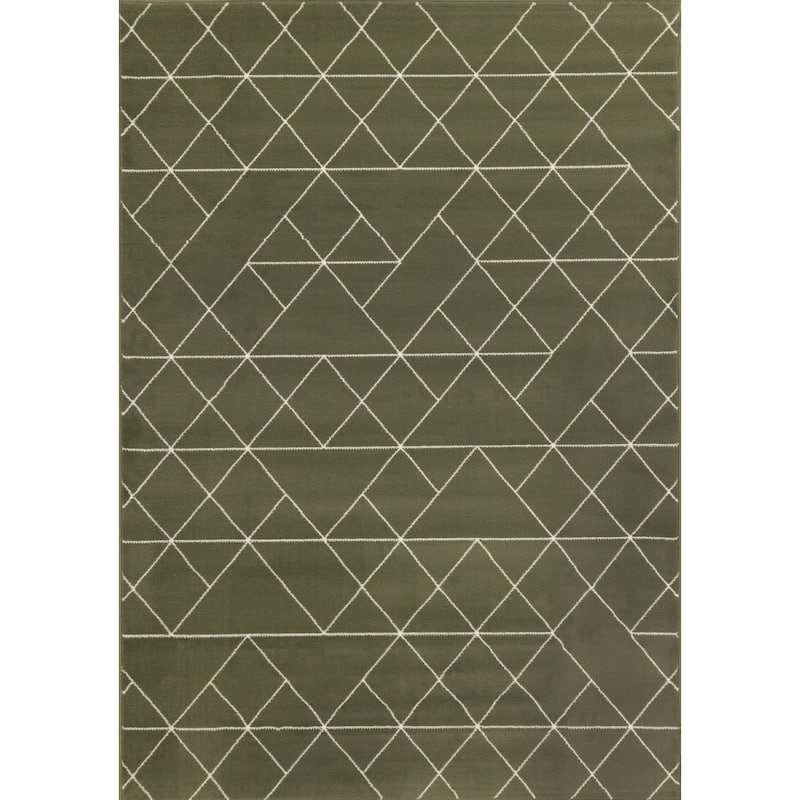 Florence Collection - Abstract Triangles Area Rug - 4'7" x 6'7" - Green/Cream