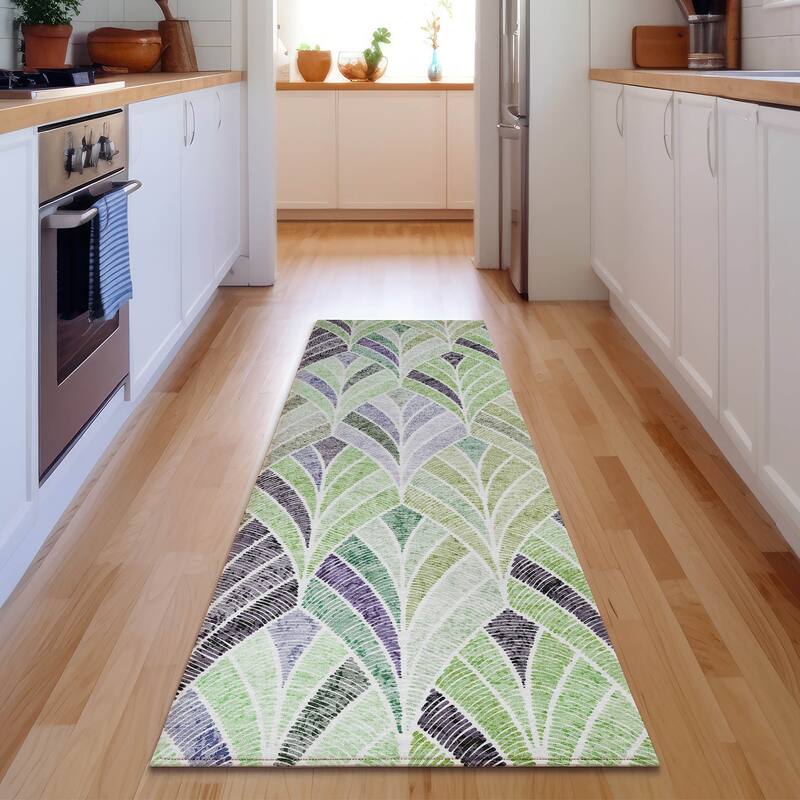 Premium Washable Super Soft Chic Mosaic Mayfield Rug - Green - 2' 3" x 7' 6"