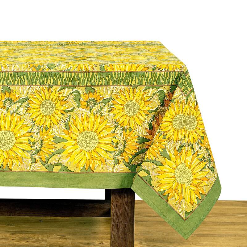 Couleur Nature Sunflower Rectangle Tablecloth - Green Rectangle - 59-inches by 86-inches
