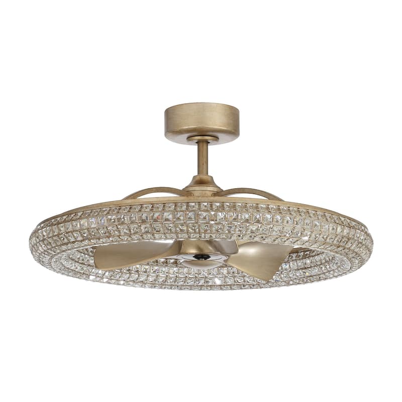 33-in Glam 3-Blade New Bronze Crystal LED Chandelier Ceiling Fan with Light and Remote - 33 Inches