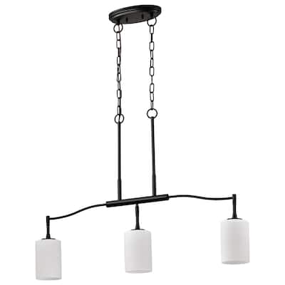 Liam 3 Light Island Pendant Matte Black White Opal Glass - Matte Black