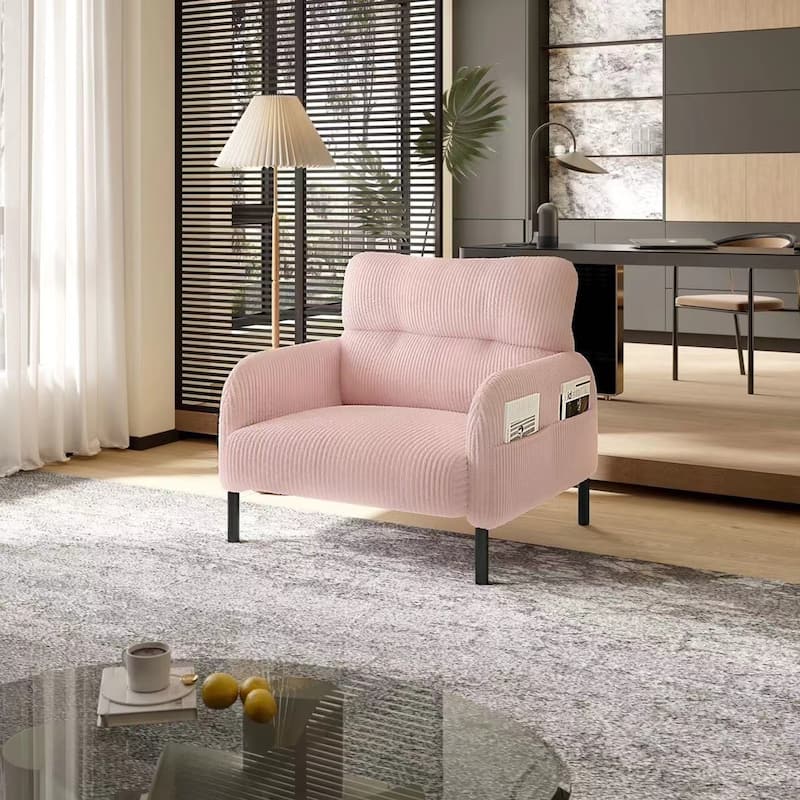 Side Chair Accent Chair Office Chair, Comfortable Coffee Chair Pink Lobby Chair Padded Chair Sofa Chair - Pink