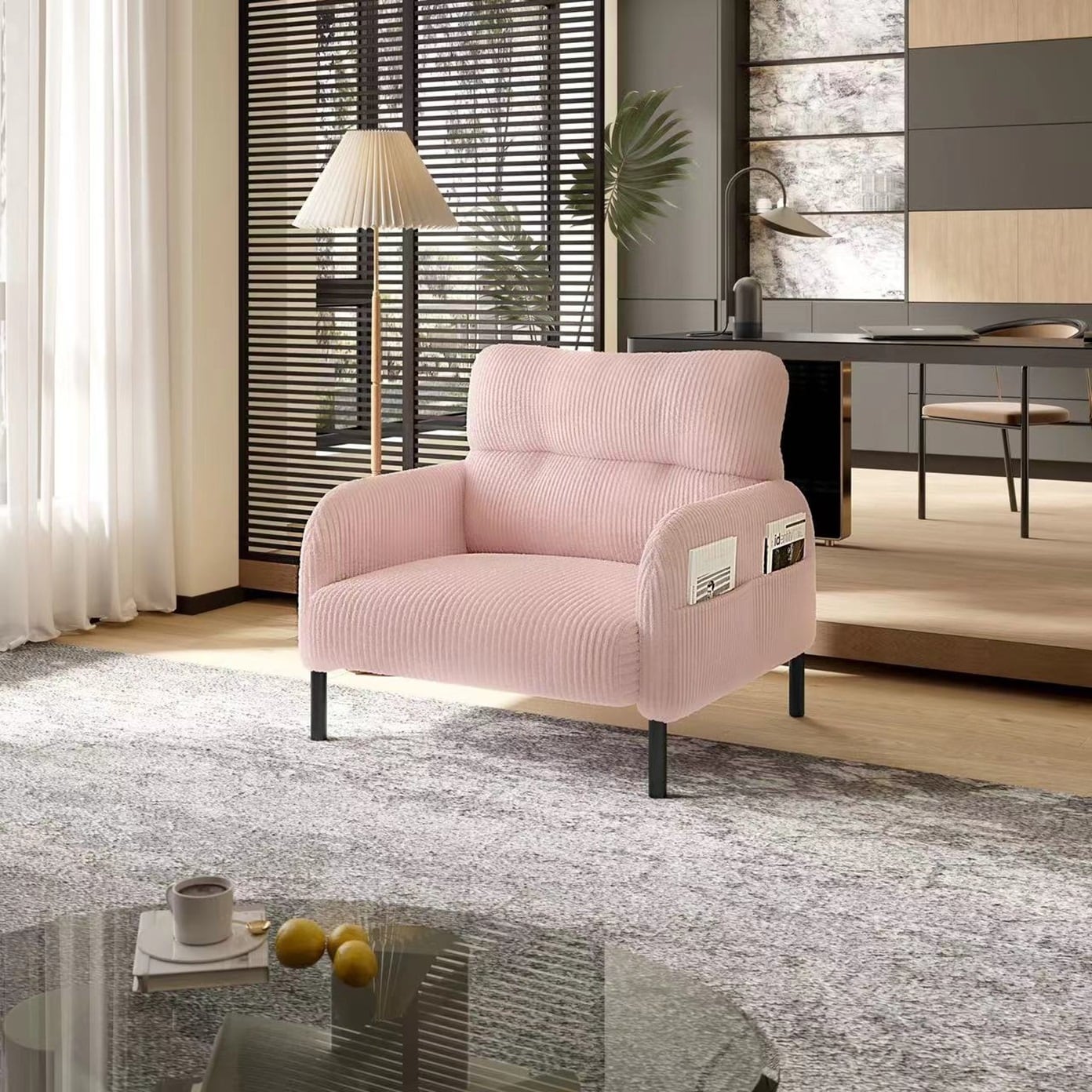Side Chair Accent Chair Office Chair, Comfortable Coffee Chair Pink Lobby Chair Padded Chair Sofa Chair