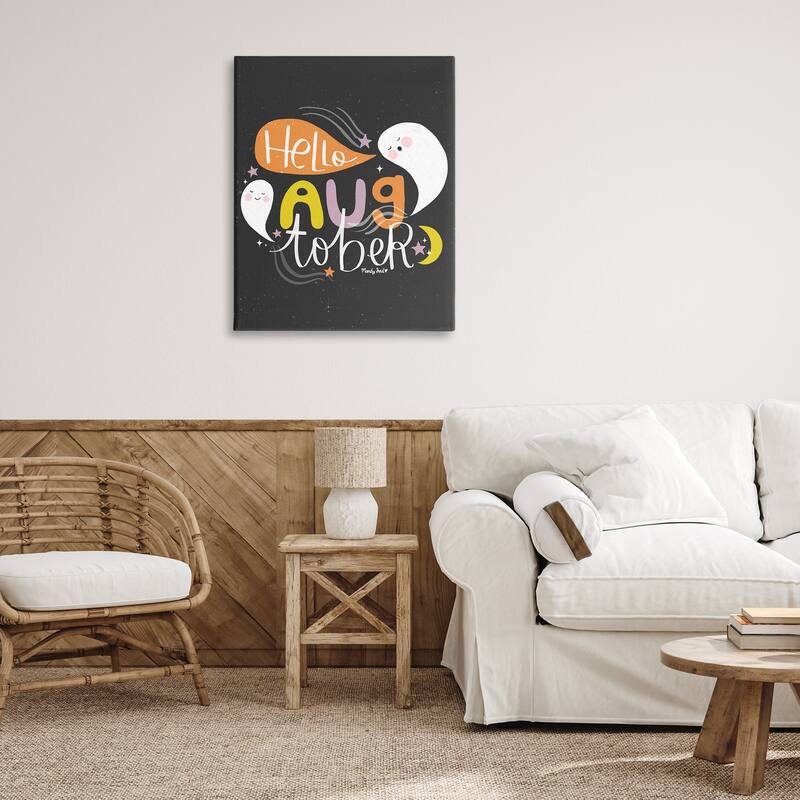 Stupell Hello Augtober with Ghosts Canvas Wall Art Design By Mandy Ford Art + Illustration