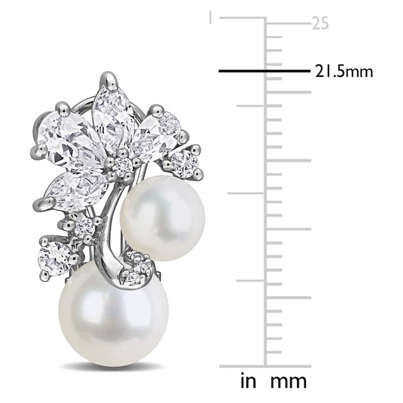 Miadora Cultured Freshwater Pearl and Gemstone Cluster Earrings Sterling Silver