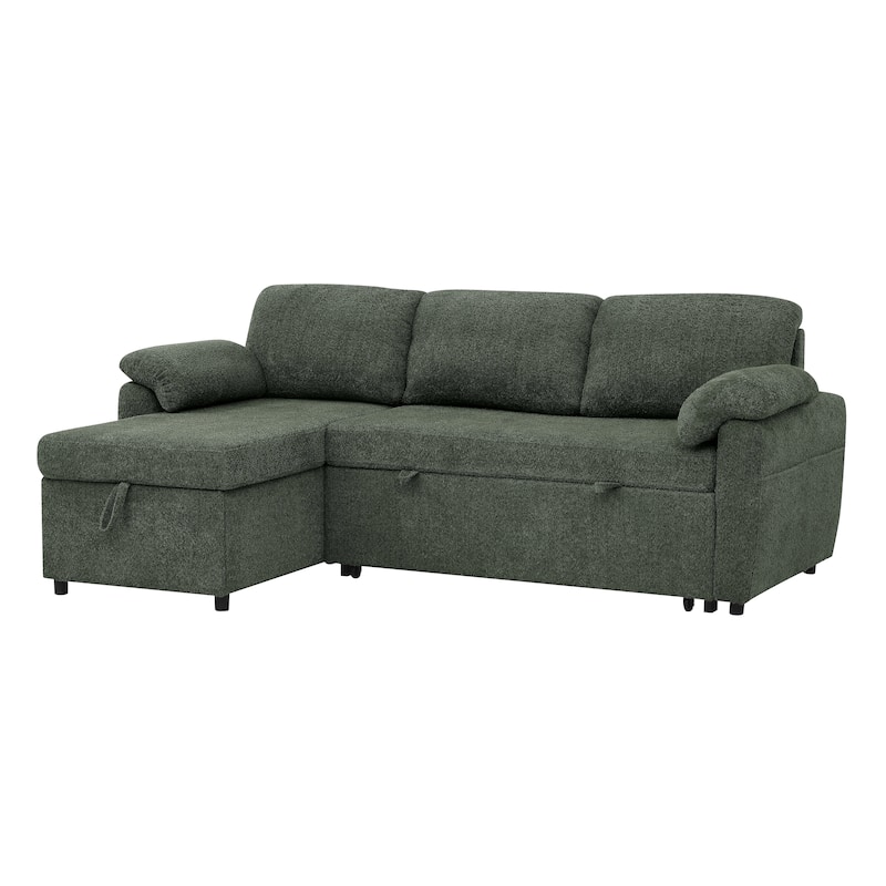 3 in 1 Convertible Sleeper Sofa Couch, 86.2 Inch L Shaped Sectional Sofa with Built In Storage Chaise and Pull Out Bed