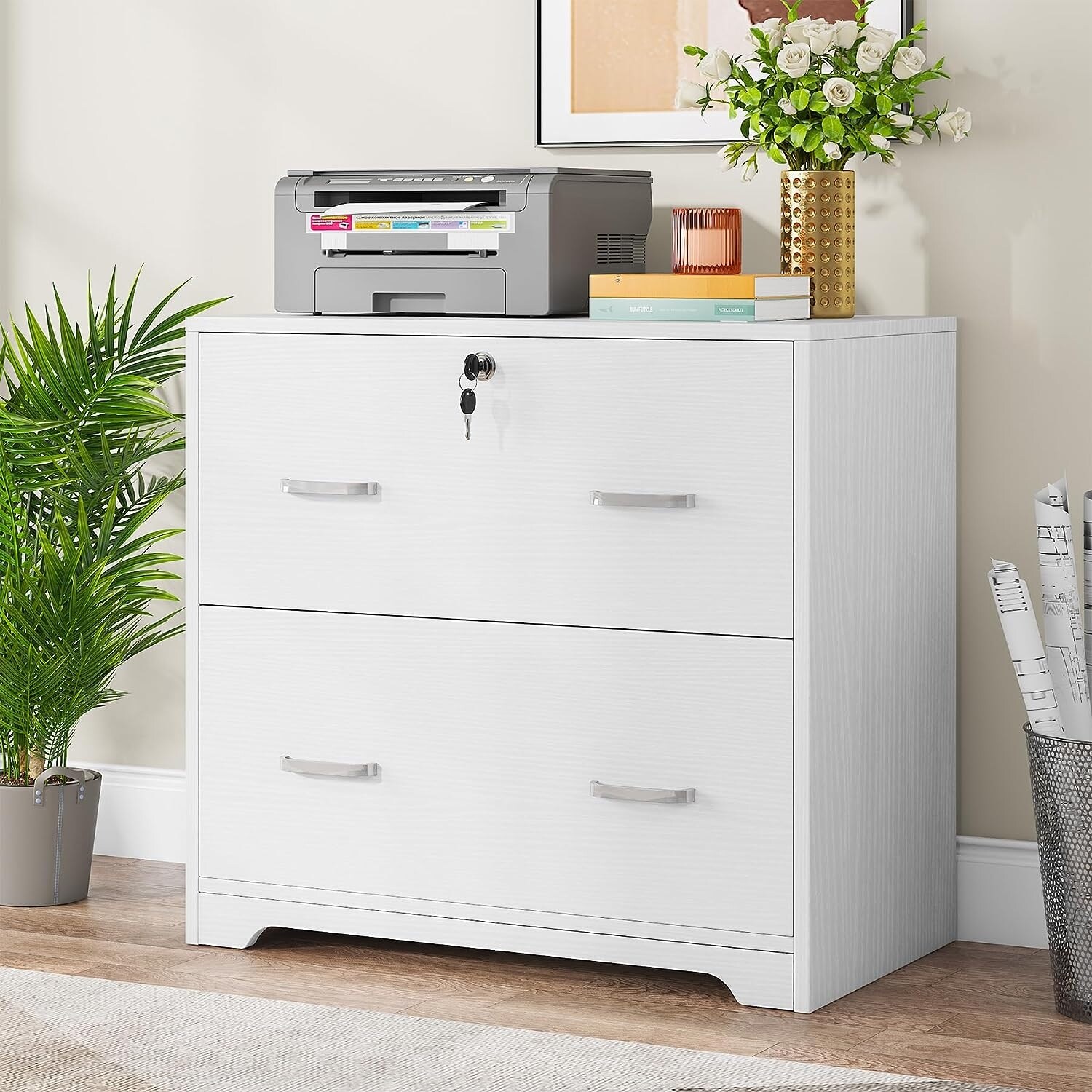 Modern lateral outlet file cabinet