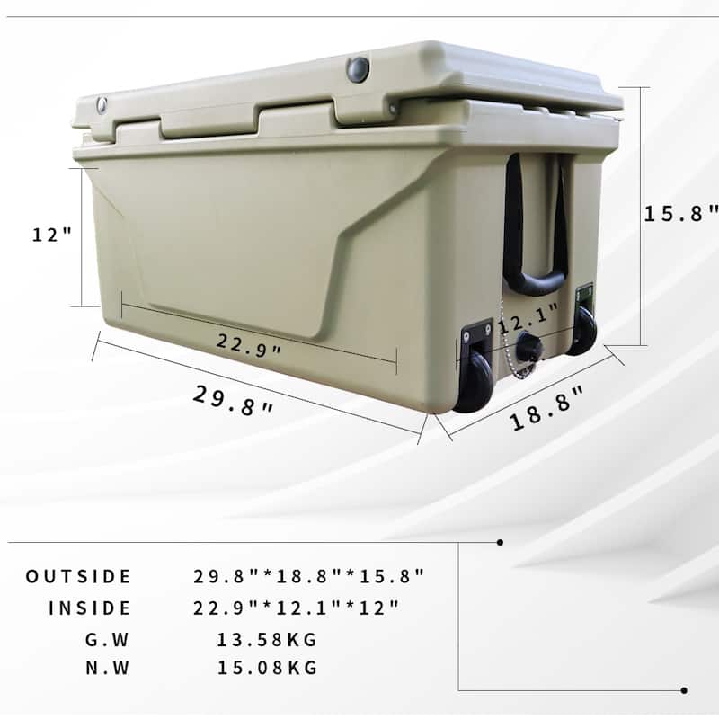 Khaki 65Qt Camping Ice Chest Cooler
