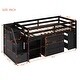 preview thumbnail 7 of 7, Espresso Twin Size Wooden Loft Bed with Retractable Writing Desk and 3 Drawers, Storage Stairs and Shelves