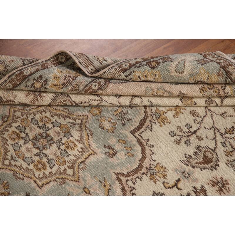 Anatolian Distressed Vintage Area Rug Hand-Knotted Wool Carpet - 5'5"x 8'7"