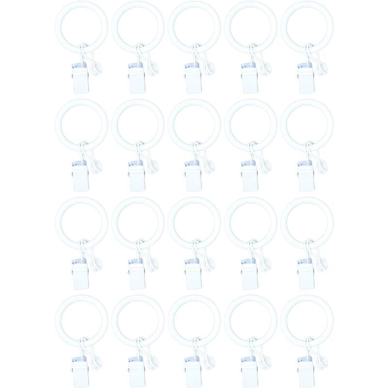 20PCS Solid Metal Window Drapery Curtain Panel Ring with Eyelet, 1" Inner Diameter, Fits Up to 3/4" Rod Multicolor - Glossy White