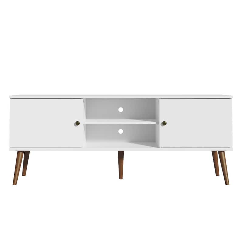Madesa TV Stand Mid-Century Console with 2 Doors and 2 Shelves and Metal Knobs for 55, 65 Inch Media Storage - 59 inches