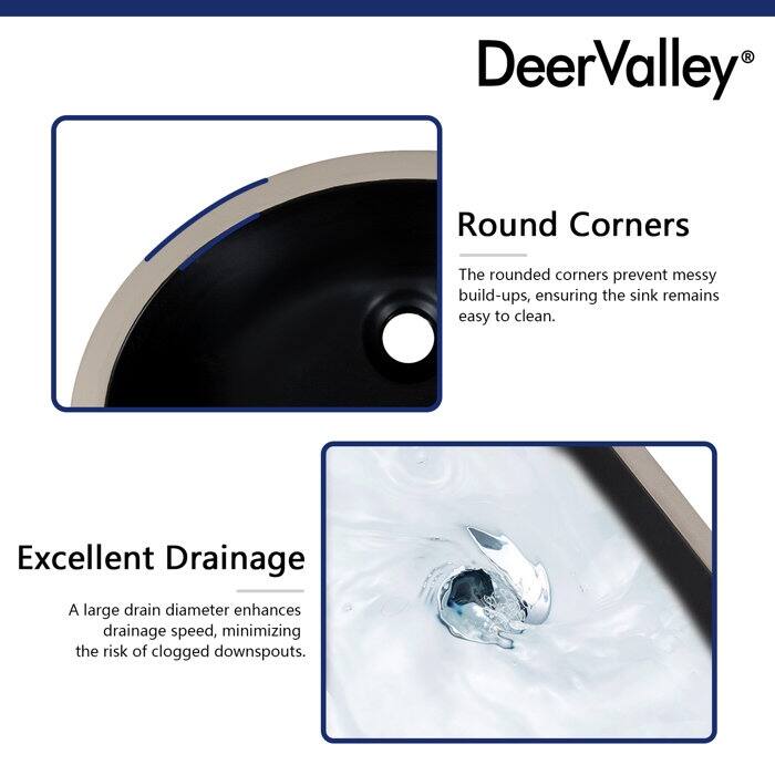 DeerValley Symmetry 18" Oval Vitreous China Undermount Bathroom Sink