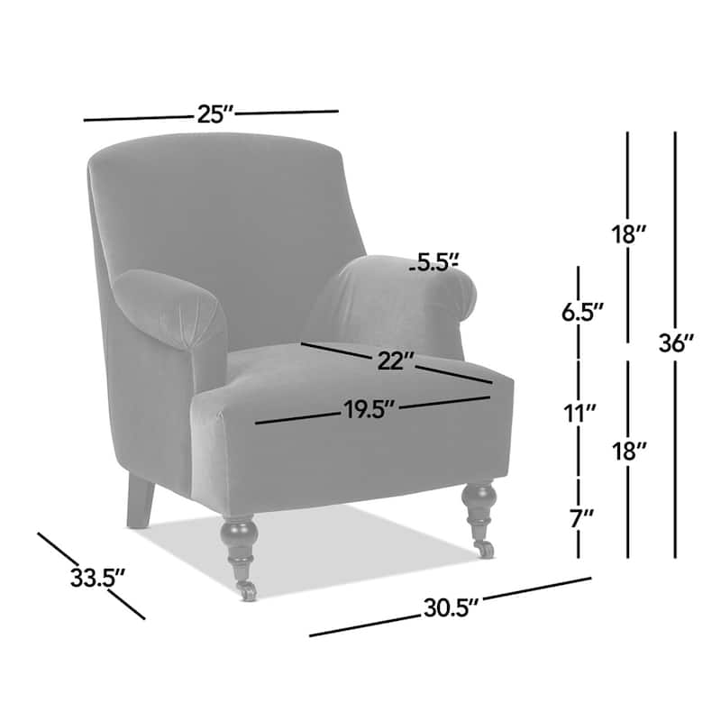 Eloise 30" Transitional Velvet Pleated Sock Arm Accent Chair