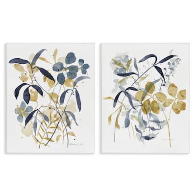Stupell Whimsy Watercolor Botanicals Canvas Wall Art Design By Krinlox (Set of 2)