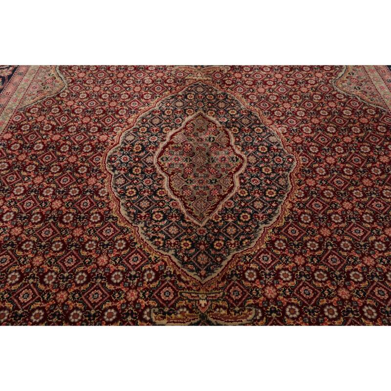 4'1''x6'3" Red TTabrizz Rug Medallion Wool & Silk Hand Knotted Classic - 4' 1'' x 6' 3''