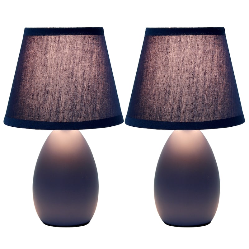 9.45" Petite Oblong Lamp 2 Pack Set w Matching Fabric Shade