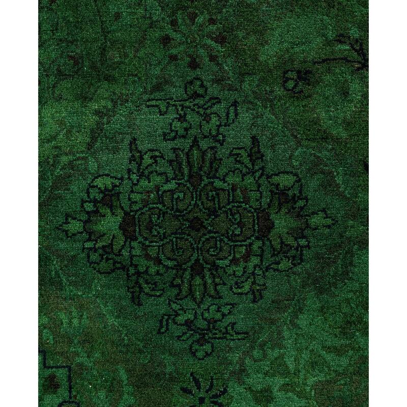 Overdyed One-of-a-Kind Hand-Knotted Area Rug - Green - 7' 1" x 7' 1"