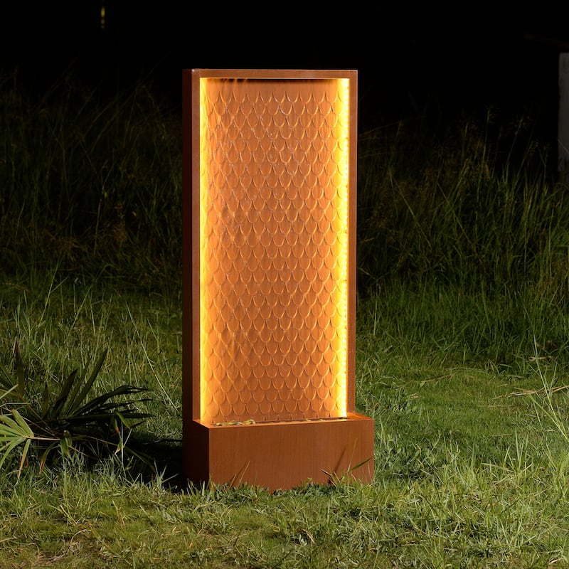 LED Lighted Waterfall Outdoor Garden Water Fountain - 47.25" - Warm White
