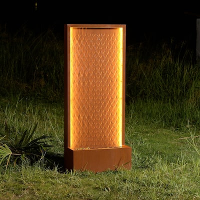 LED Lighted Waterfall Outdoor Garden Water Fountain - 47.25" - Warm White
