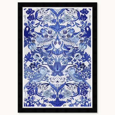 Wynwood Studio Tropical Collage Blue Framed Tropical Chinoiserie Art Prints