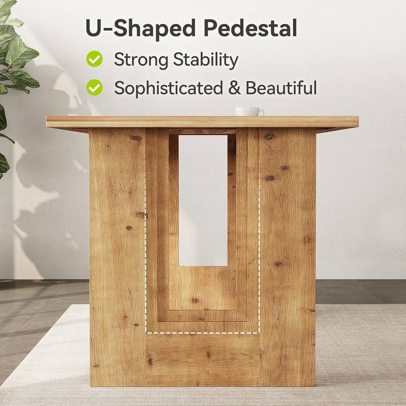 Solid Wood Dining Table for 6 People, 63-Inch Rectangle Farmhouse Kitchen Table - 63" W x 31.5" D x 29.5" H