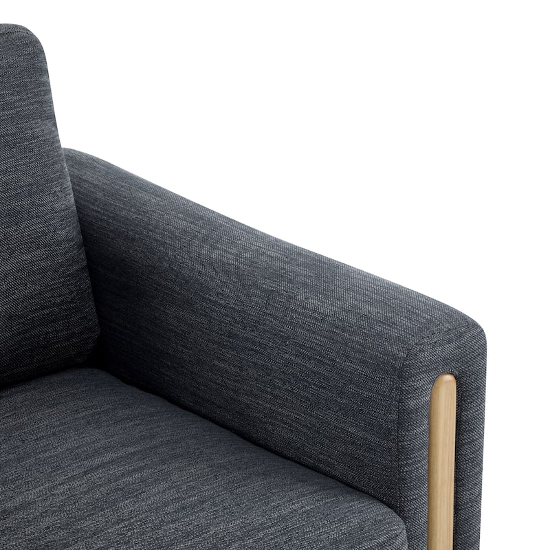 Rustic Upholstered Chair Charcoal Natural Side Chair Reception Chair, Accent Chair Sofa Chair with Wood Legs