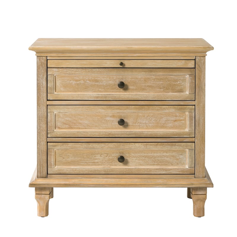Muriel Farmhouse 3 Drawers End Table with Built-In Outlets by HULALA HOME