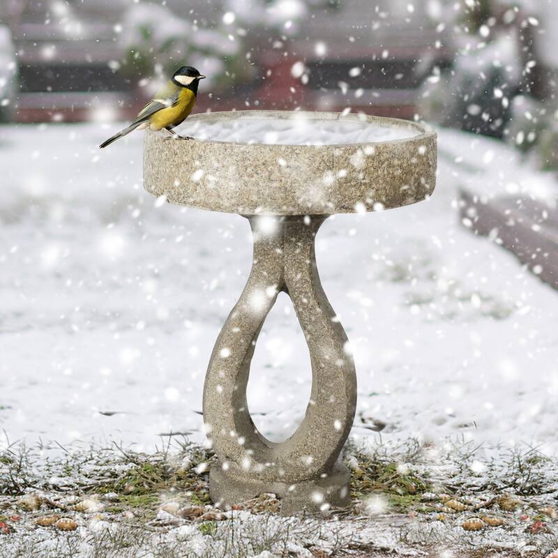 21.8" H Outdoor Concrete Bird Bath - Perfect for Adding Interest to Garden, Patio, Backyard, Porch and Deck